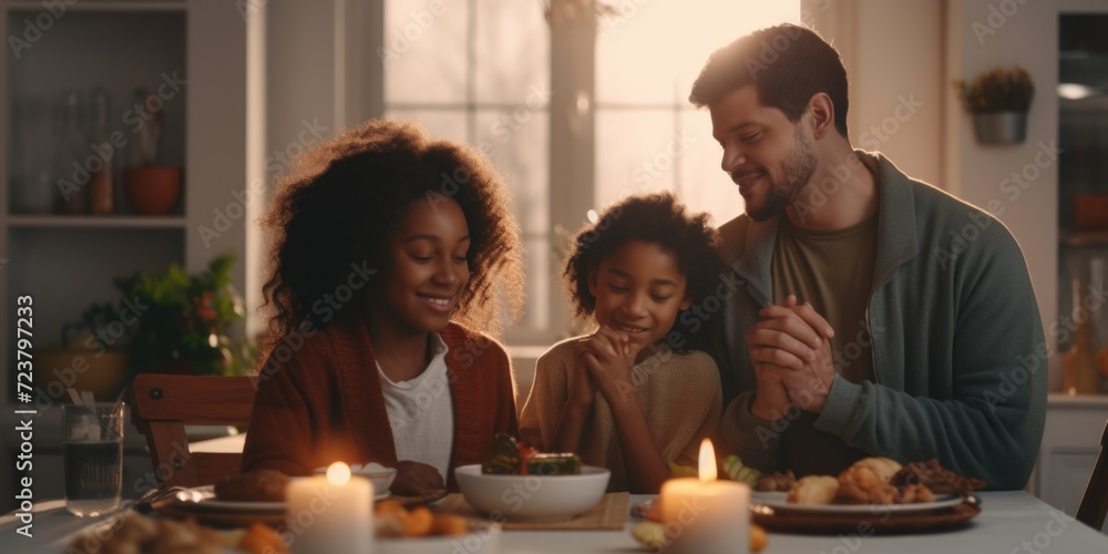 A family gathered around a dinner table with candles. Perfect for illustrating family bonding and togetherness. Ideal for use in family-related articles, blogs, or promotional materials A family gathered around a dinner table with candles. Perfect for illustrating family bonding and togetherness. Ideal for use in family-related articles, blogs, or promotional materials