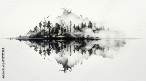 Isolated white background nature landscape © LFK