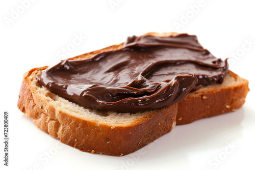 chocolate jam on sliced bread isolated on white background