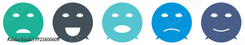 Speech bubbles with smiley faces expressing different levels of satisfaction. vectory icon
