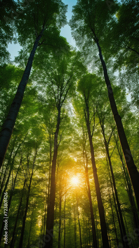Sunlight in the green forest. Beauty nature background. Sunlight in the forest . © Art AI Gallery