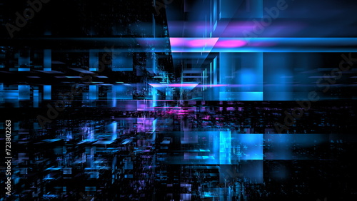 Technology abstract digital background, futuristic communication, design network space, science tech grid concept, cyberspace blue matrix. 3d render