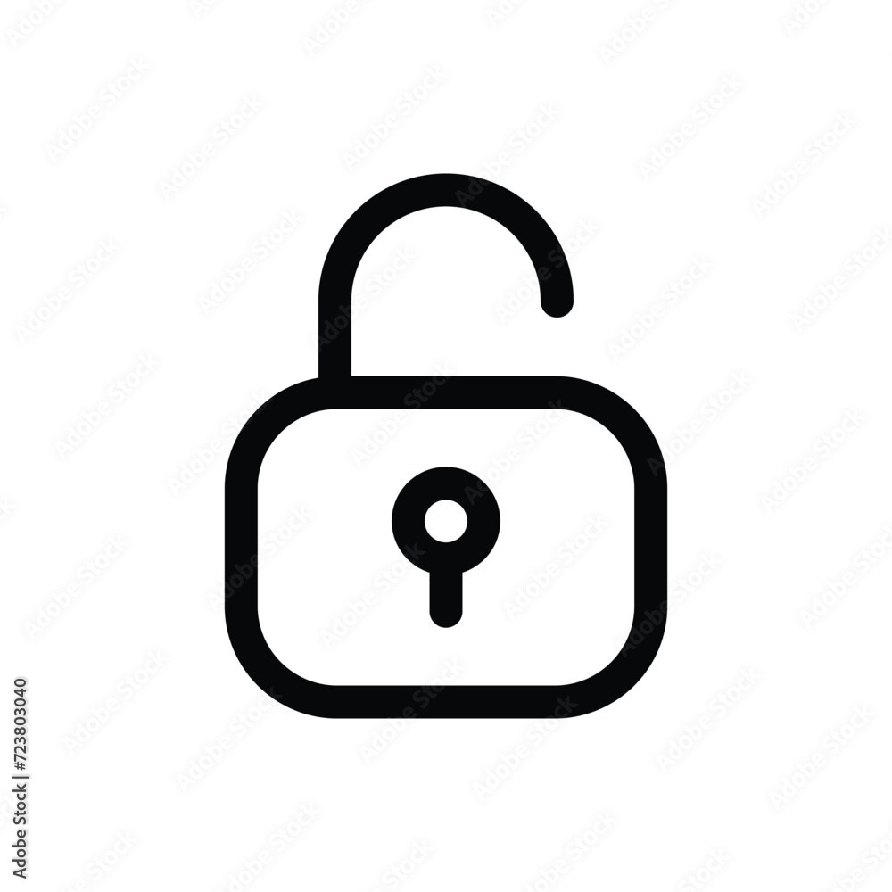 Unlock icon in trendy outline style isolated on white background. Unlock silhouette symbol for your website design, logo, app, UI. Vector illustration, EPS10. Unlock icon in trendy outline style isolated on white background. Unlock silhouette symbol for your website design, logo, app, UI. Vector illustration, EPS10.