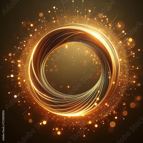 Golden light curve Abstract circle background Sparkle sparkle 3d illustration