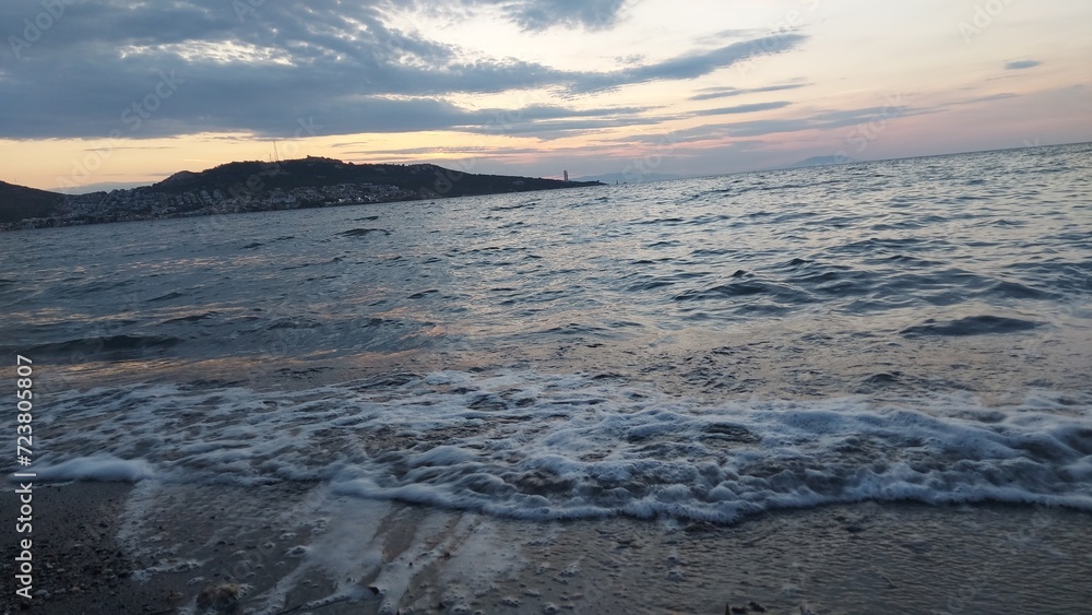 Deniz ve deniz dalgaları, Sea and sea waves - Gün batımı, sunset- sea travel on a boat, teknede deniz seyahati- sea view, deniz manzarası- Akdeniz, Mediterranean- view, manzara