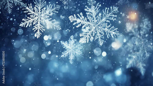 snowflakes are falling beautiful winter christmas luminous background © kichigin19