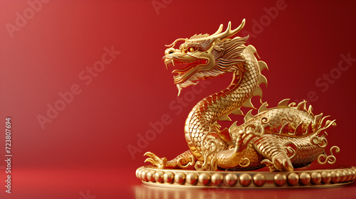 Dragon 3D Chinese 2024 year, copy space, generative ai © Chaman