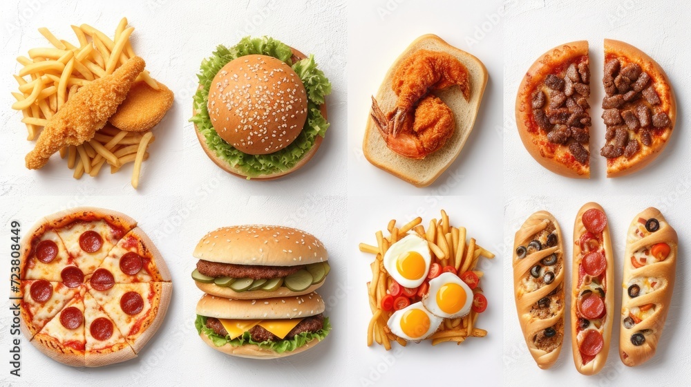 Fastfood collection isolated on white background Fastfood collection isolated on white background