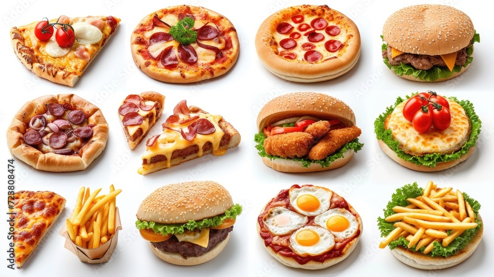 Fastfood collection isolated on white background Fastfood collection isolated on white background