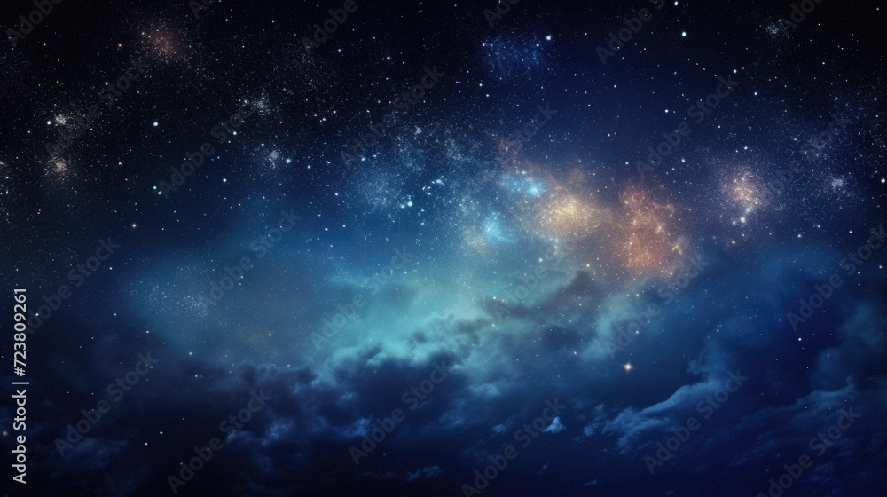 Night sky with stars and nebula as background . - obrazy, fototapety, plakaty 