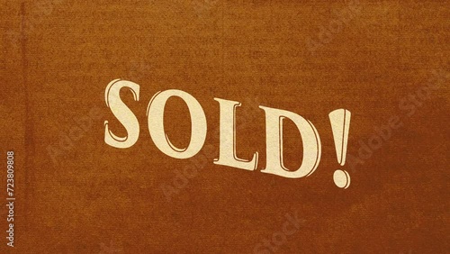 Cartoon style animation word Sold