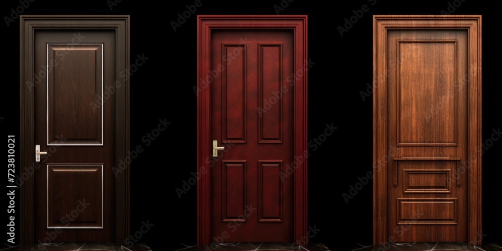 Four wooden doors in various colors. Perfect for home improvement or interior design projects