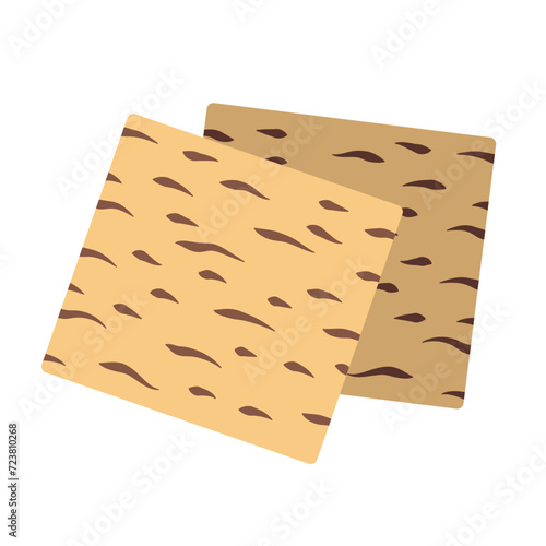 Matzo, traditional bread. Pesach food. Festive design element. Isolated vector illustration