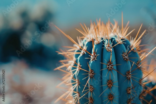 Cactus in the desert, sky in the background, arid landscape. photo