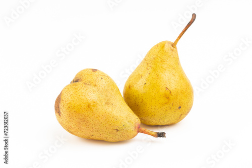 Close-up of pears on a white background