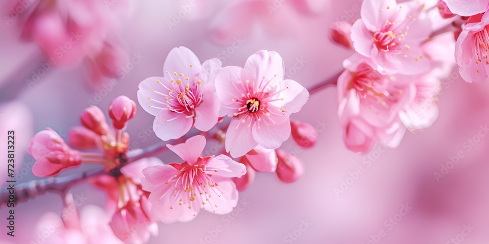 Close up pink sakura flower bloom in spring season. Close up pink sakura flower bloom in spring season.