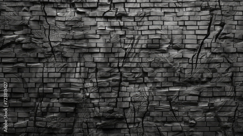 Old brick wall background, colorless grunge texture or pattern for design. Generative ai