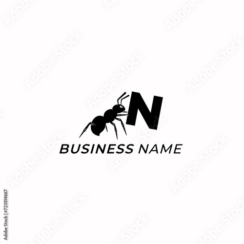 design logo creative letter N and ant photo