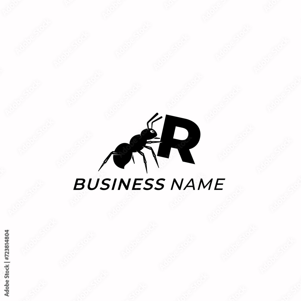 design logo creative letter R and ant design logo creative letter R and ant