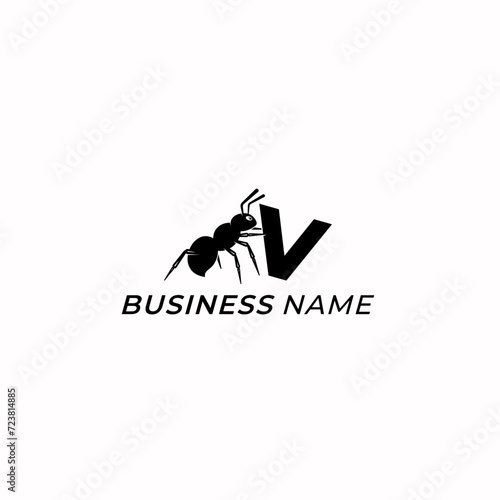 design logo combine ant and letter V