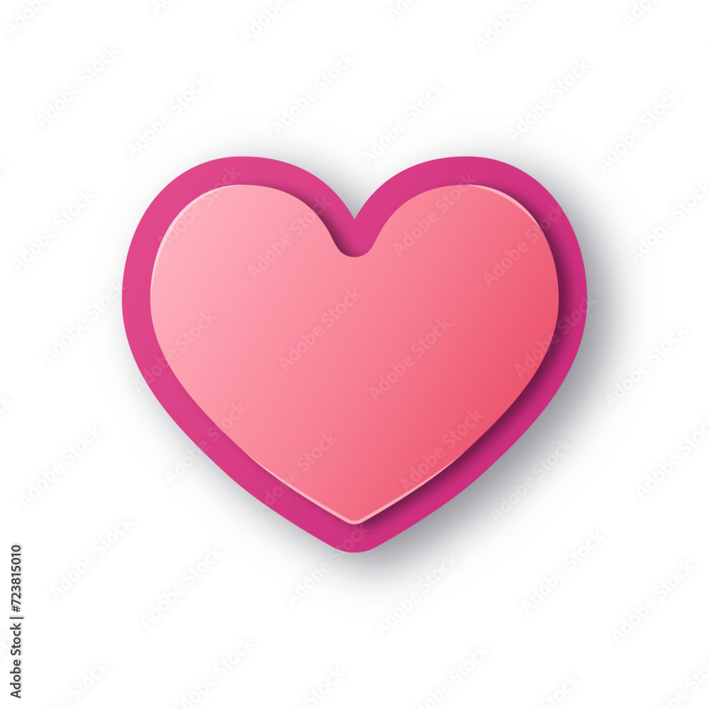 Pink heart with gradient and shadow