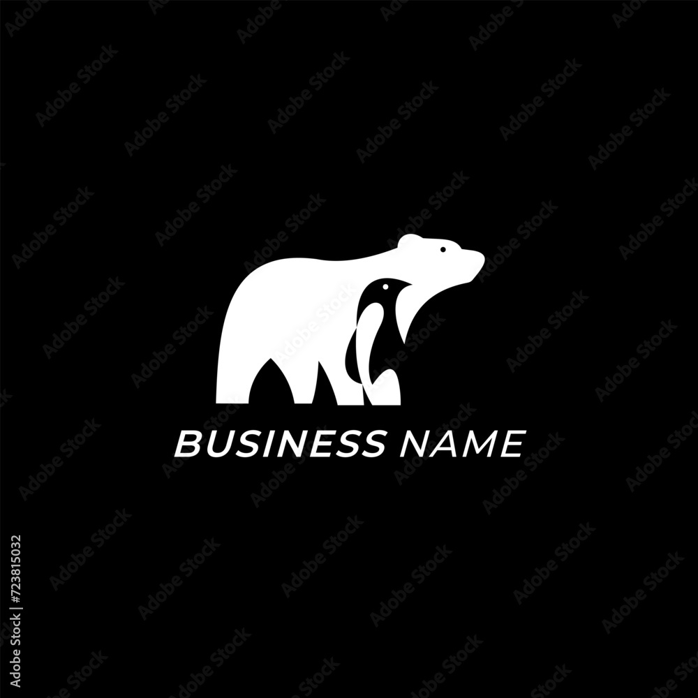 Obraz premium design logo creative polar bear and penguin bird