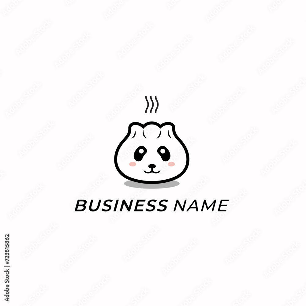design logo combine head panda dumpling design logo combine head panda dumpling