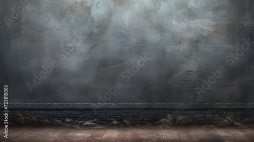 Old limed concrete wall and plank floor background