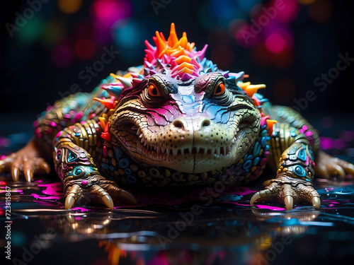 Plastic Crocodile, alligator art. Multicolored crocodile