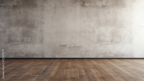 Old weathered concrete wall and wooden floor background