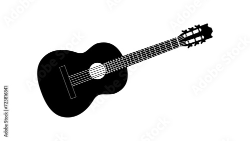 acoustic guitar sign, black isolated silhouette