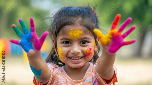 Indian girl celebrating the Hindu holiday Holi