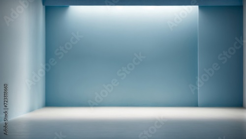3d rendering of empty room with blue wall. Mock up