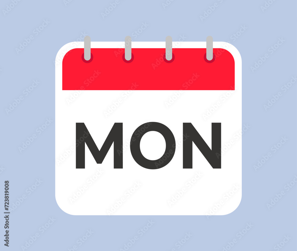 Square calendar page icon for Monday. Simple and minimalistic day of the week calendar pattern for keeping an organizer, diary, to-do list. Square calendar page icon for Monday. Simple and minimalistic day of the week calendar pattern for keeping an organizer, diary, to-do list.