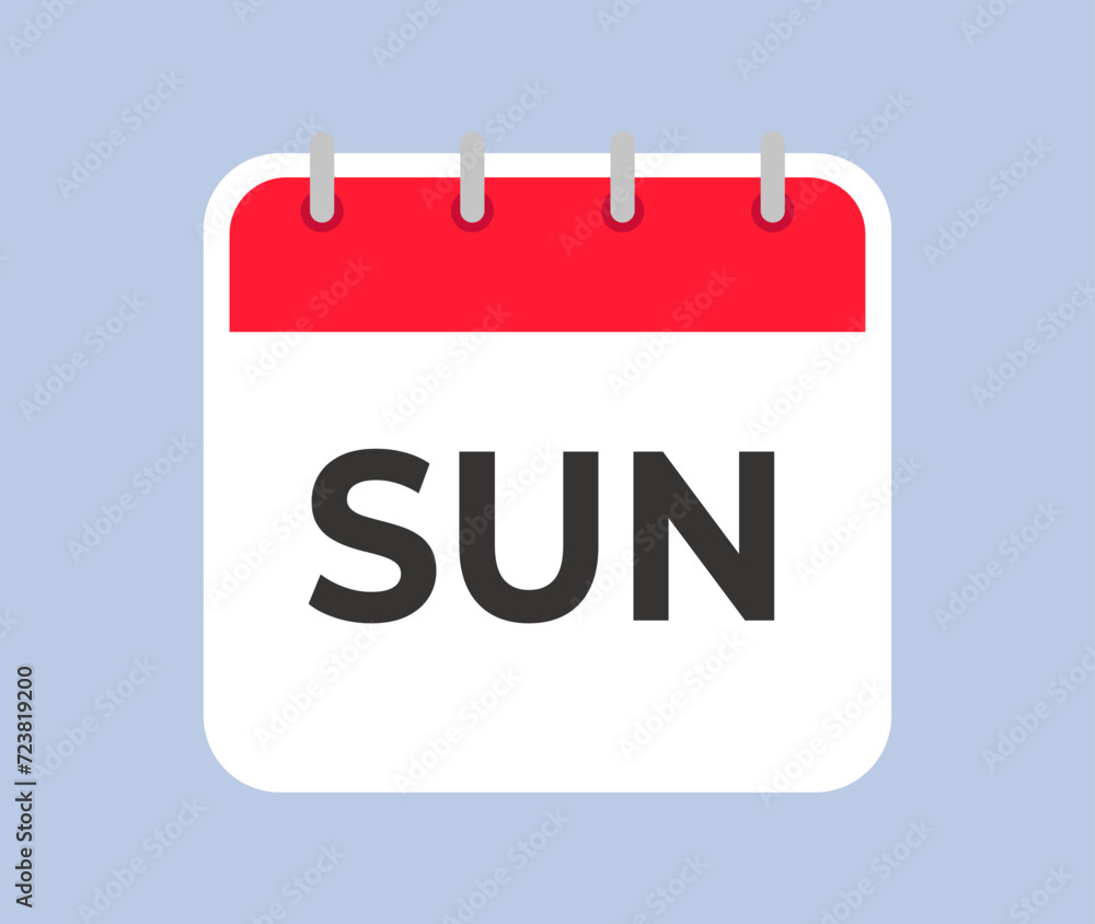Square calendar page icon for Sunday. Simple and minimalistic day of the week calendar pattern for keeping an organizer, diary, to-do list. Square calendar page icon for Sunday. Simple and minimalistic day of the week calendar pattern for keeping an organizer, diary, to-do list.
