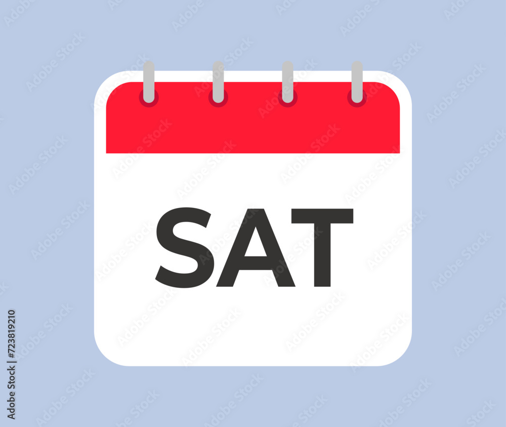 Square calendar page icon for Saturday. Simple and minimalistic day of the week calendar pattern for keeping an organizer, diary, to-do list. Square calendar page icon for Saturday. Simple and minimalistic day of the week calendar pattern for keeping an organizer, diary, to-do list.