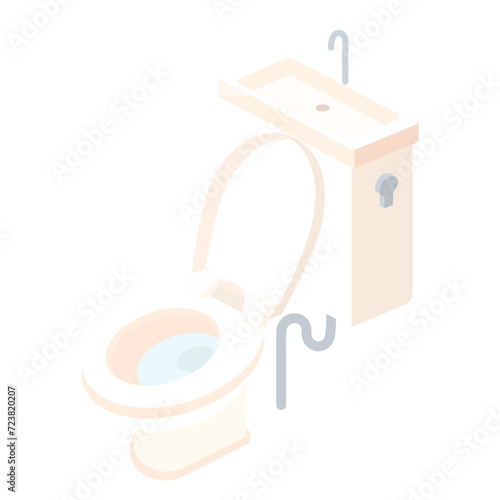 アイソメトリックで描いたトイレのイラスト