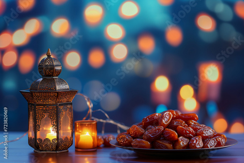 Abstract composition of dates and decorative elements, food concept, generative ai