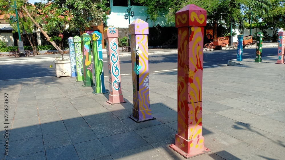 colourful pavement divider with solo city ornaments in ngarsopuro colourful pavement divider with solo city ornaments in ngarsopuro