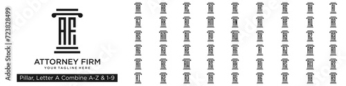 set of pillar logo design combined letter A with A to Z and numbers from 1 to 9. vector illustration