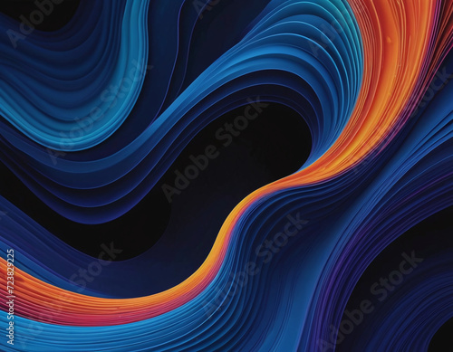 Abstract dark bluish fluid 3d render holographic iridescent neon curved wave in motion background. Gradient design element for banners, backgrounds, wallpapers and covers © vian