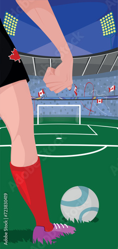 Cartaz representando o futebol feminino da equipe nacional do Canadá - Mulher com garra, punhos cerrados.
