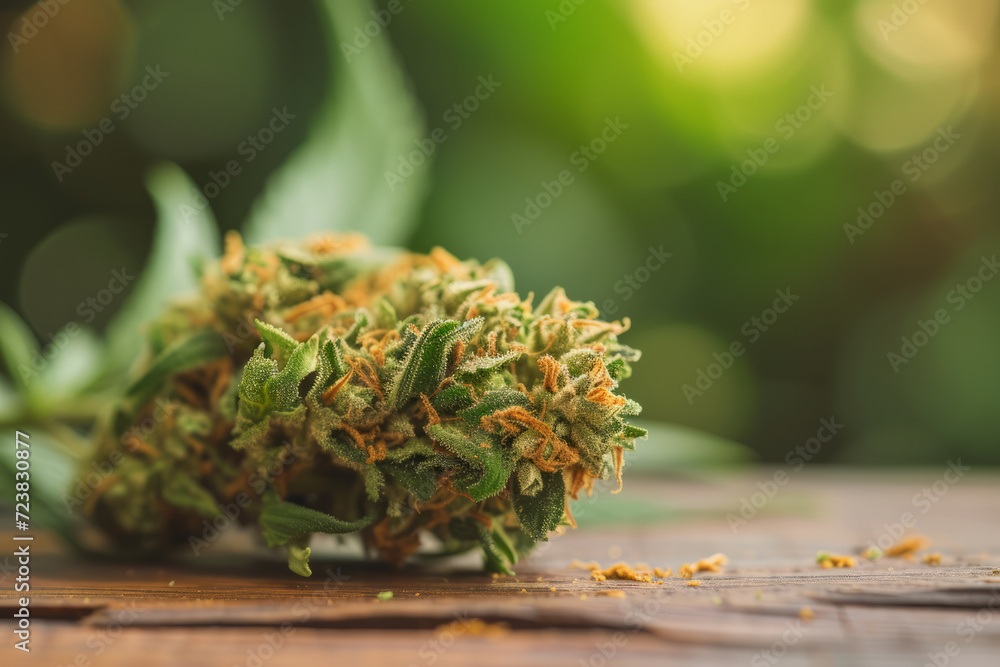 Close up of a dried cannabis marijuana bud Close up of a dried cannabis marijuana bud