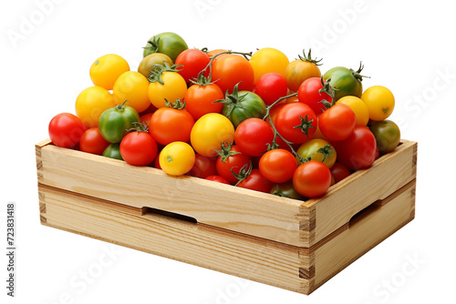 isolated illustration of tomatoes in a basket. Created with Generative AI