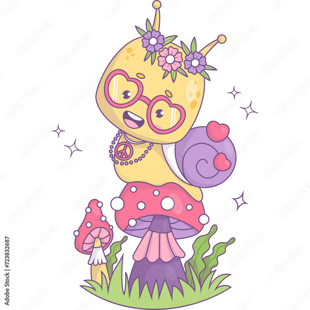 Funny groovy snail hippy Funny groovy snail hippy