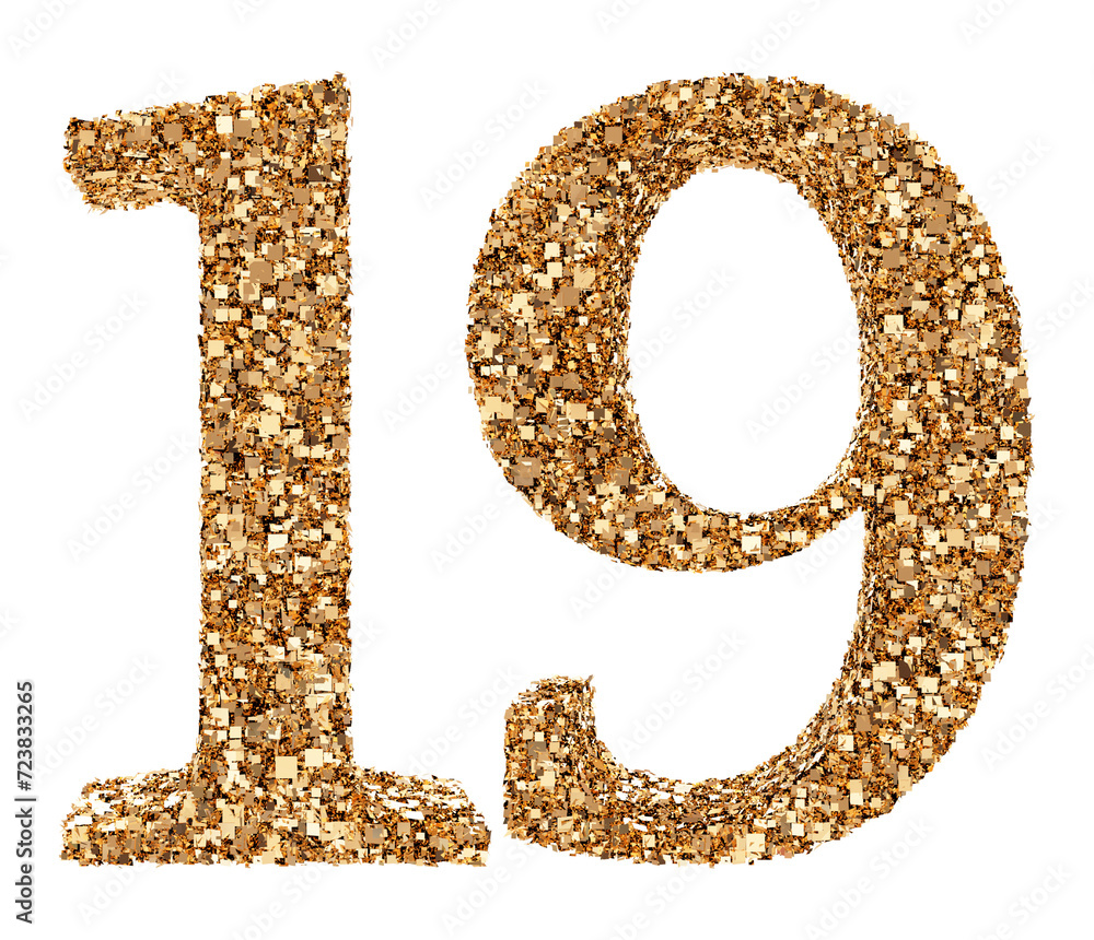 19 number gold glitter 19 number gold glitter