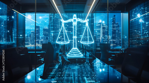  A modern law office with lawyers utilizing cutting-edge legal technology, such as digital databases and case management software, reflecting the evolving nature of legal practice