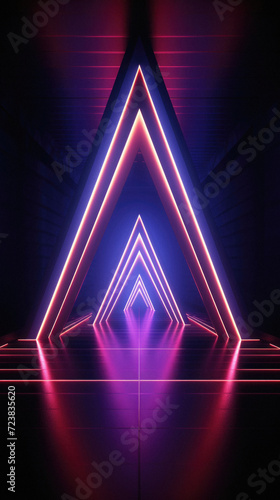 Abstract background with neon lights. neon tunnel.space construction . © Art AI Gallery