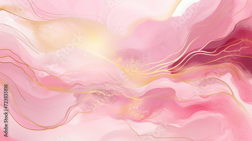 Pink and gold liquid watercolor wallpaper background