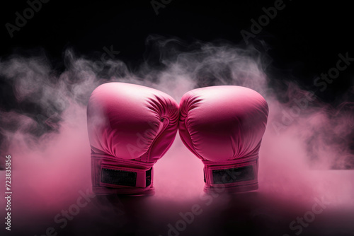 Pink boxing glove, symbol of fighting breast cancer